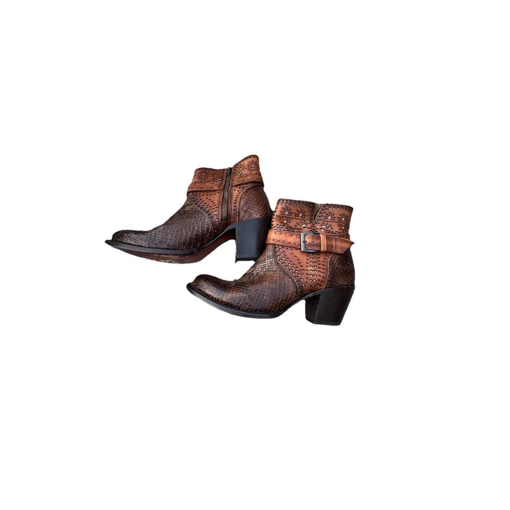 JB Dillon Leather Snake SkinAnkle Boots Cowboy Western Women’s 9.5 B Shoes Brown